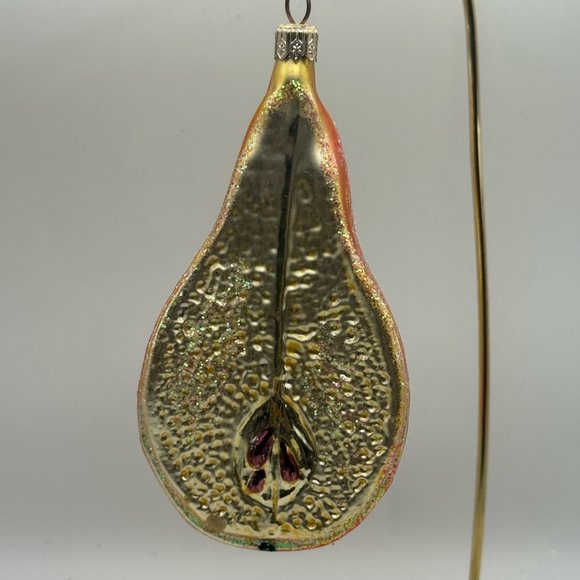 Christopher Radko Bartlett Pear Half Ornament Fruit Christmas Mercury Glass - Picture 1 of 4